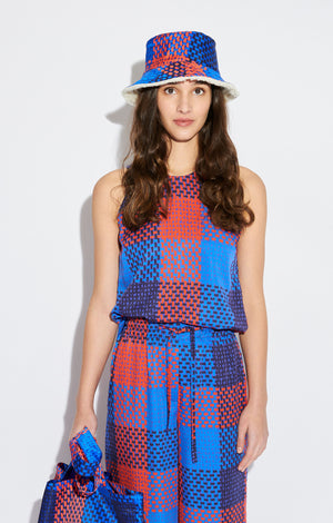 TETNOLDI sleeveless top 'checked red'