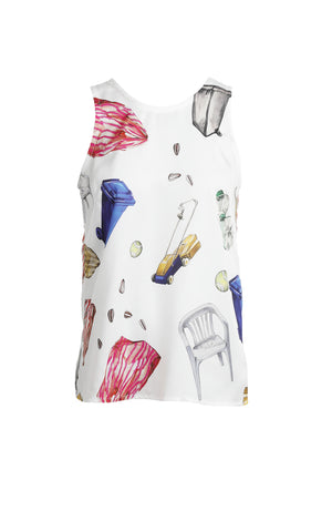 TETNOLDI sleeveless top 'objects white'