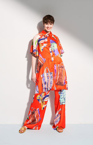 THALA draped sleeve shirt dress 'bags red'