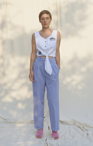 TOALMAS Blue & White Multi Pleat Trousers