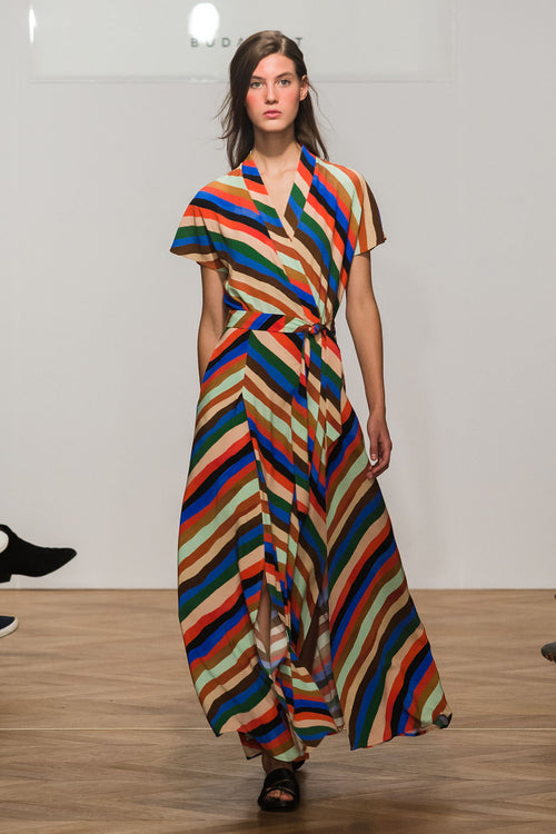 GYAL multi slits kimono dress 'Stripes Print'