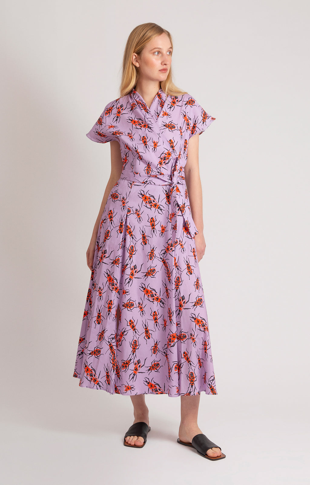 TOR multi slits wrap dress 'Small Firebugs'