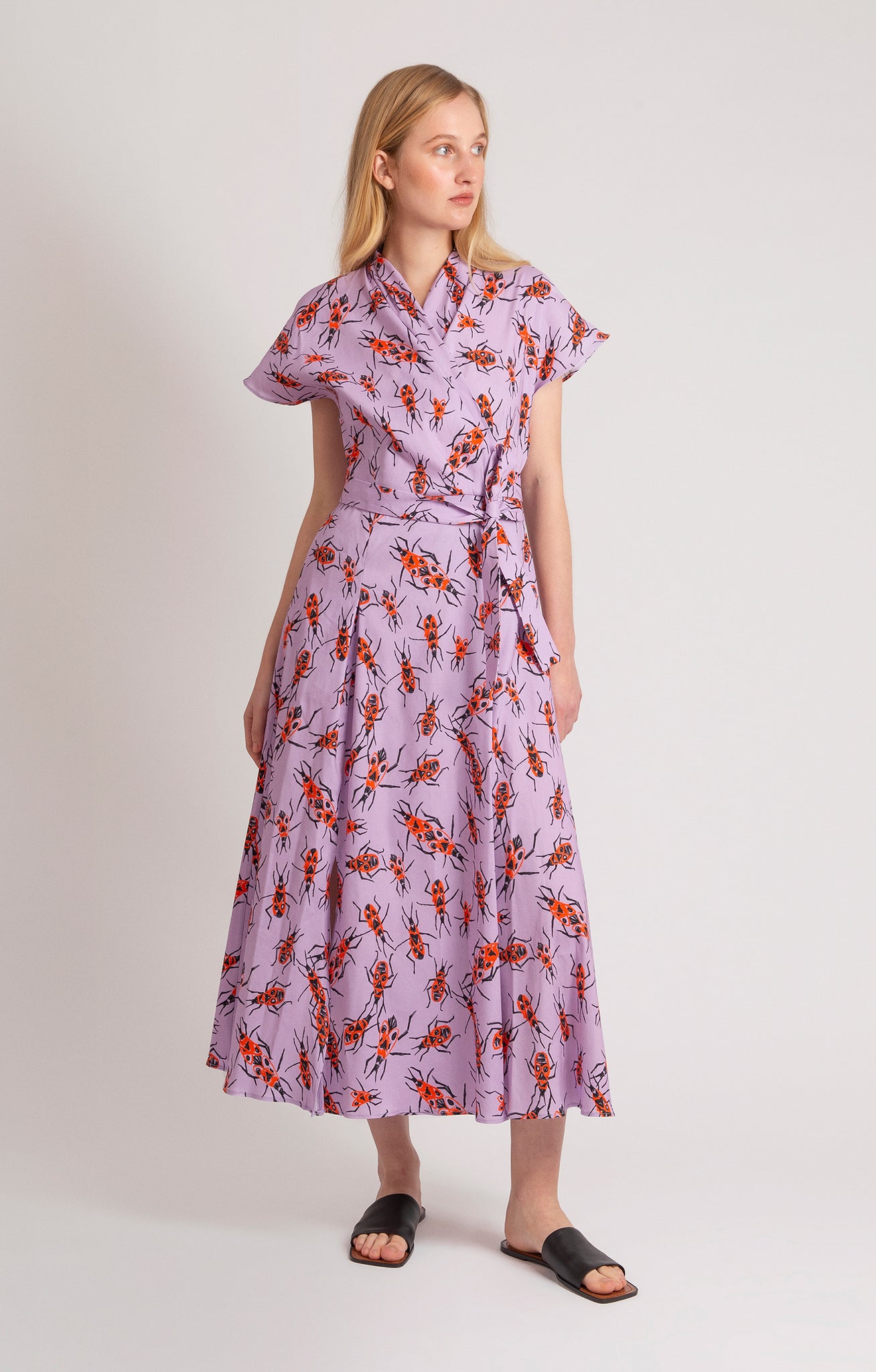 TOR multi slits wrap dress 'small firebugs'
