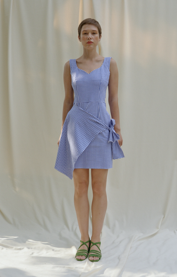 VECSES Blue & White Overlap Skirt Dress