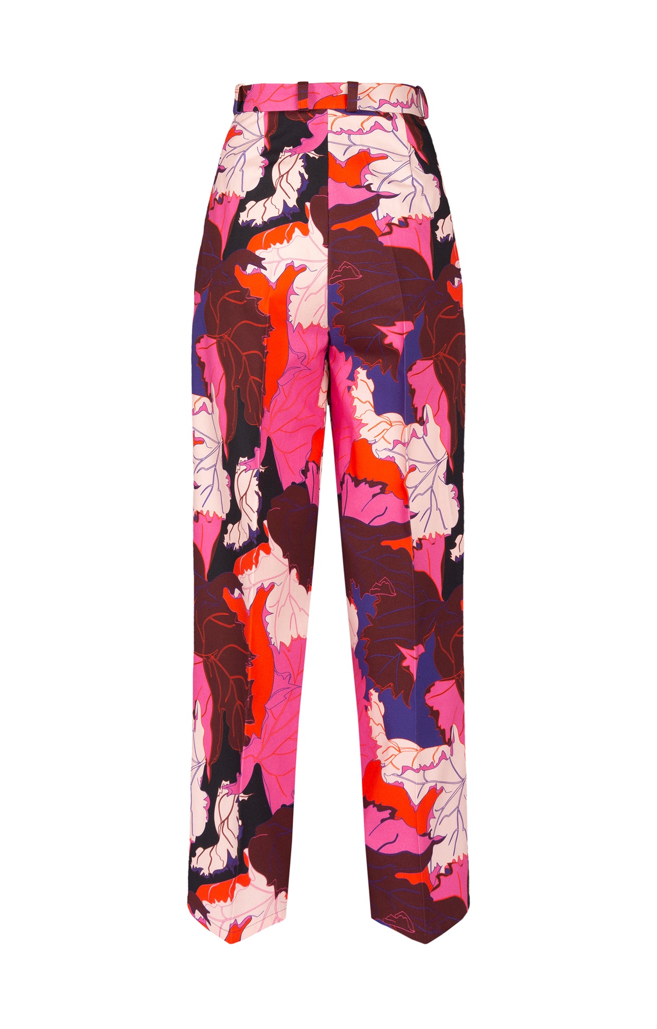 VELTELINI wide leg suit trousers 'pink leaves'