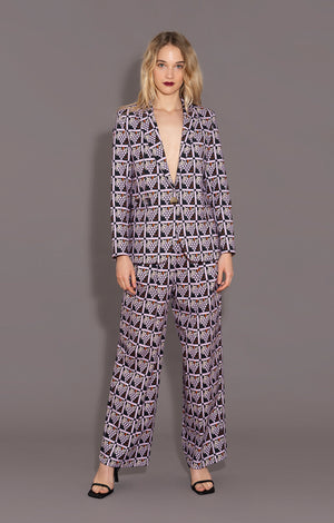 VELTELINI wide leg suit trousers 'pixel grapes'