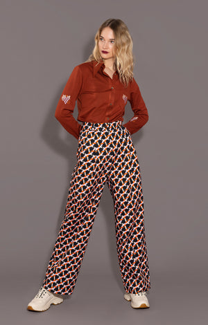 VELTELINI wide leg suit trousers 'woven tendril'