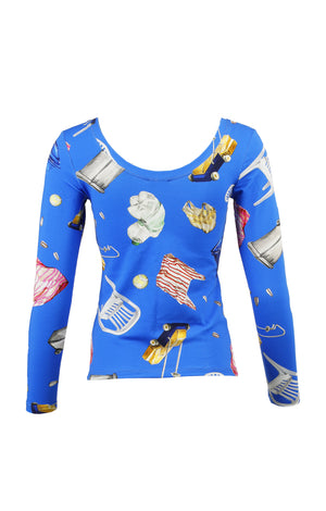 ZAKOPANE scoop neck top 'objects blue'