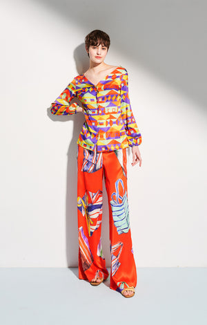 PRADO palazzo trousers 'bags red'
